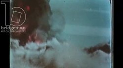 Shock waves and destruction from Soviet nuclear bomb testing, 1950s Stock Footage