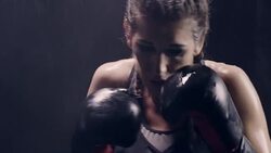 Boxing in the shadow. Struggling with weaknesses Stock Footage