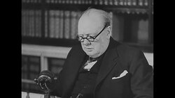 Winston Churchill announces Victory in Europe Day upon the surrender of Germany in May 1945 News Clip
