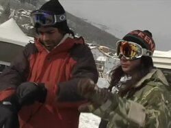 French Connection at the slopes Stock Footage