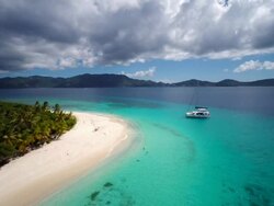 aerial video of Sandy Cay, British Virgin Islands Stock Footage