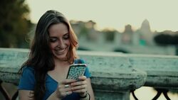 Tourist woman in Rome and Saint Peter's Dome Stock Footage