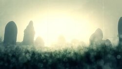 Old Scratched Film Of A Forgotten Fog Covered Graveyard Stock Footage