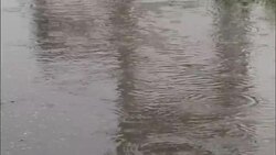 Raindrops fall into a shallow puddle. Stock Footage