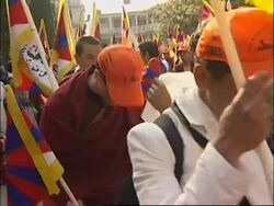 Tibetan exiles stage protest march against Olympics News Clip