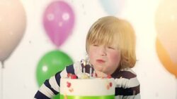 Happy boy on his birthday Stock Footage