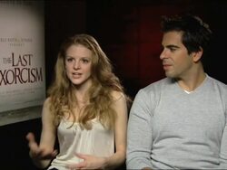 INTERVIEW Eli Roth and Ashley Bell on researching exorcisms, possessions at the The Last Exorcism - Press Junket at London England. (Footage by WireImage Video/GettyImages) Stock Footage