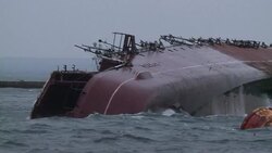 CLEAN : Sunken Russian ship blocks in Ukrainian ve News Clip
