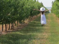HD Young woman walking at garden Stock Footage