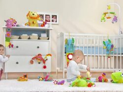 HD: Two Adorable Toddlers Having Fun In Nursery Stock Footage