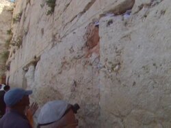 MS TD PAN Older Man praying at  Wailing Wall  AUDIO / Jerusalem,  Jerusalem, Israel Stock Footage