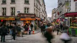HD Timelapse: Pedestrians Crowd at shopping street Montmartre, Paris Stock Footage