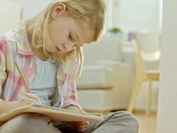 Little Girl Doing A Homework Stock Footage
