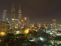  View over Kuala Lumpur City Centre (KLCC) & Petronas Towers, Kuala Lumpur, Malaysia, Stock Footage