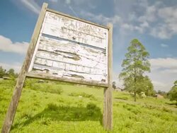 MS ZI T/L Shot of old school wooden sign board / Barcelona, Spain Stock Footage