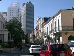 French Quarter view of downtown at Royal Street in New Orleans Stock Footage