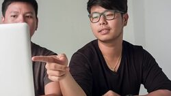 HD DOLLY : Mens discussing about work Stock Footage