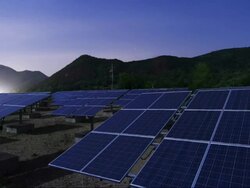 MS T/L View of sunlight generation at night / Sinan, Jeollanam-do, South Korea Stock Footage