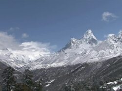 WS View of upper Khumbu Valley from Mount Ama Dablam / Tengboche,  Khumbu Region, Nepal Stock Footage