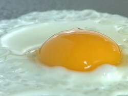 Extreme close-up of an egg frying. Stock Footage