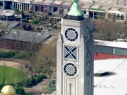 AERIAL CU ZI OXO Tower / London, UK Stock Footage