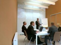 DOLLY: Business meeting Stock Footage