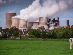 CRANE UP: Living next to the Power Plant Stock Footage