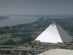 WS View of Pyramid Arena and Mississippi river / Memphis, Tennessee, United States Stock Footage