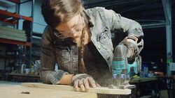 Women at Work in Carpentry Workshop Stock Footage