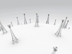 camera flies over cell towers on a globe Stock Footage