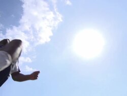 A man playing soccer on a grassy field. - Slow Motion - filmed at 240 fps Stock Footage