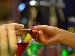 HD: Paying Drink With Credit Card Stock Footage