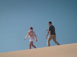 Couple in desert Stock Footage
