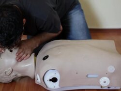 Intubation of a cpr doll Stock Footage