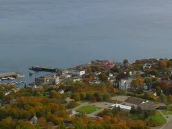 WS AERIAL DS View of Eastport downtown with port / Maine, United States Stock Footage