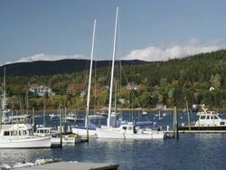 Northeast harbor on MT Desert Island in maine Stock Footage