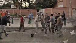 Barricade Pulled Down by Protesters in Cairo News Clip