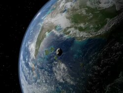 Sixty-five million years ago, a six-mile-wide asteroid struck the northern edge of the what is now the Yucatan Peninsula, possibly causing the extinction of the dinosaurs Stock Footage