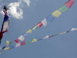 HD Video of tibetan flags on a mountain summit, Nepal Stock Footage