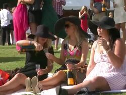 ATMOSPHERE: at the Third Annual Veuve Clicquot Polo Classic - Los Angeles at Will Rogers State Historic Park Stock Footage