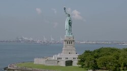 'WS AERIAL TS View of Statue of liberty / New York City, United States' Stock Footage