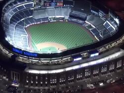 Aerial Shot Yankee Stadium At Night Stock Footage
