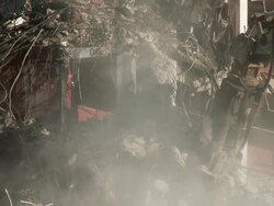 MS Wrecking ball demolishing building / Chicago, Illinois, USA Stock Footage