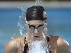 HD Super Slow-Mo: Swimmer Performing The Breaststroke Stock Footage