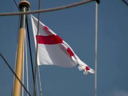 CU FO LA St. George's Cross flag / Portsmouth, UK Stock Footage