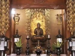 MS ZI Statue of Buddha in temple/ Gaya, Bihar, India Stock Footage