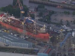 AERIA MS View of Shipyard / Hamburg, Hamburg, Germany Stock Footage