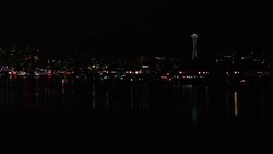 WS View of reflection of Seattle skyline in water / Seattle, Washington, USA Stock Footage