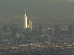 Aerial tracking W/S London with The Shard Stock Footage
