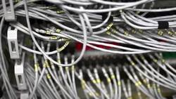 PAN Cabels Of A HUB Cable Network Close-up Stock Footage
